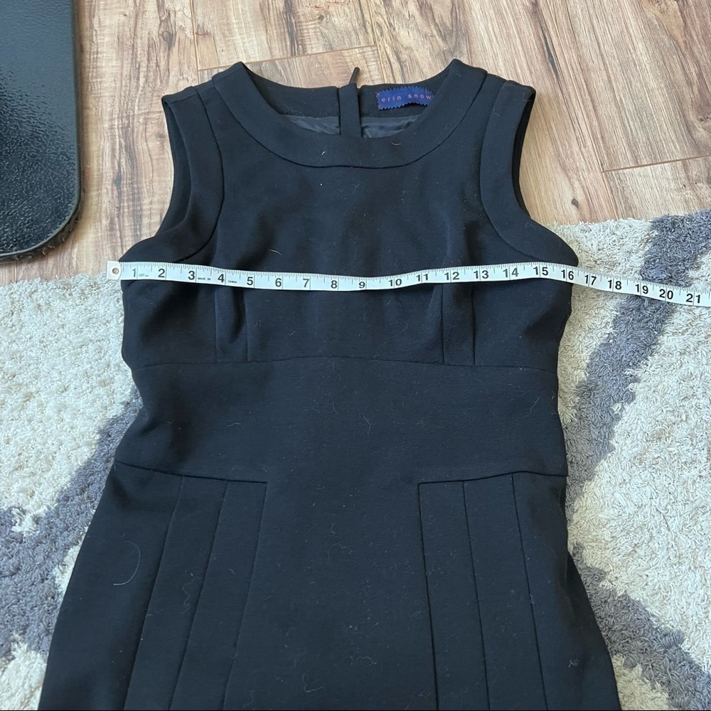 Erin Snow Black Wool Pleated Fit And Flare Dress — image 6 of 8